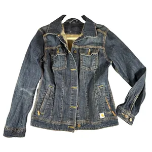 Carhartt Jacket Trucker Brewster Dark Wash Denim Jacket Womens Medium Western thumbnail 2