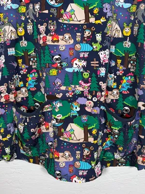 Koi Tokidoki Women L Summer Camp Eve Scrub Top Shirt Stretch Pockets Nursing thumbnail 2