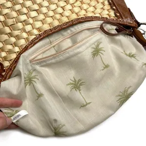Brown Faux Leather & Woven Straw Silver Accents Purse Bag thumbnail 10