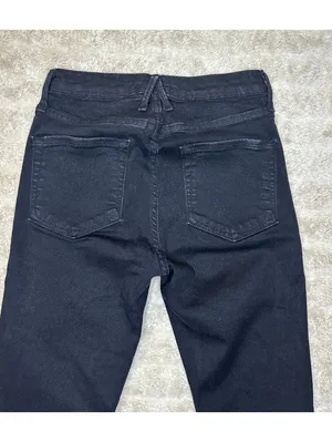 Good American Good Legs black mid-rise coated straight stretch denim jeans 0/25 thumbnail 7
