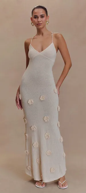 Meshki Suki Knit Maxi Dress Flowers Nude thumbnail 1
