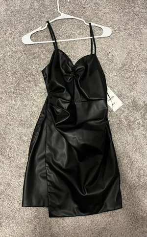 ZARA Black Leather Dress thumbnail 1