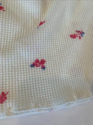 Women’s Small Cream with Pink Flowers Waffle Knit Lounge or Pajama Shorts thumbnail 3