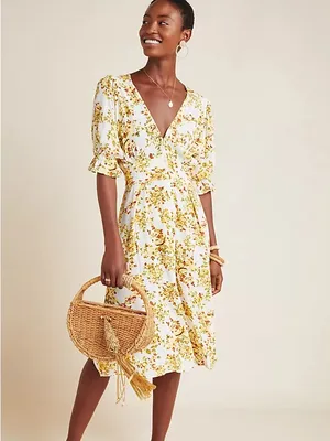 Faithfull The Brand Rafa Midi Dress Goldie Floral Size 2 thumbnail 2