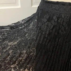 C'est Toi Black Lace Pleated Midi Skirt L Floral Dark Romantic Witchy Whimsigoth thumbnail 4