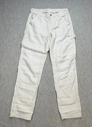 American‎ Eagle Womens Cream Off-White Double Knee Carpenter Utility Pants Sz 4 thumbnail 1