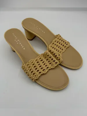 Marc‎ fisher Jazmine Dress Slide Sandal in natural raffia size 9 coastal resort thumbnail 2