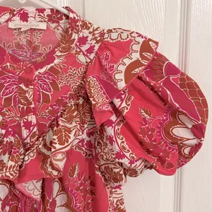 Love The Label Tatiana Floral Mini Ruffle Dress Clementine Pink Print Size Small thumbnail 6