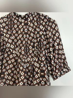 Sea Brown Abstract Mixed Print High Neck Ruffle Tiered Mini Dress Size 0 thumbnail 5