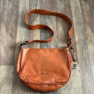 FRYE Cognac Leather Crossbody Saddle‎ Bag Braided Boho Chic Western Inspired thumbnail 2