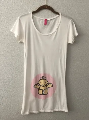 Tummy Ts Baby Girl White Maternity Tee thumbnail 1