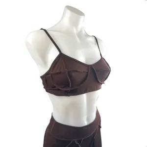 BTTRM Better Me Brown Contour Stitch Bralette Leggings Athletic 2-Piece Set M thumbnail 5