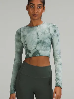 Lululemon Ebb To Street Marble Dye Long Sleeve Shirt Women’s 10 Tidewater Teal thumbnail 1