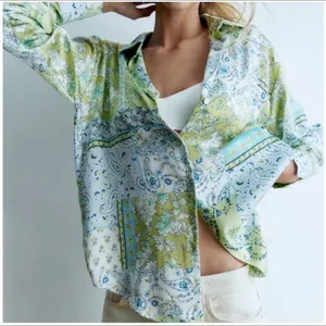 Zara Green and Blue Paisley Button-Down Shirt thumbnail 1