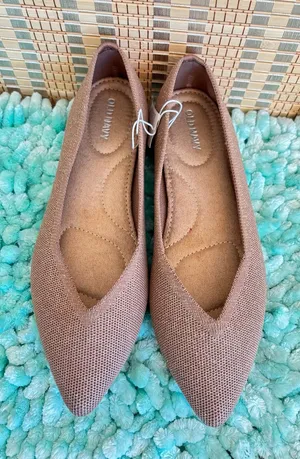 Old Navy Pointy Toe knit Cocoa Fawn cushioned ballerina flats shoes sz 6 thumbnail 1