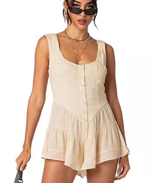 EDIKTED Veronica Textured Cover-Up Romper thumbnail 1