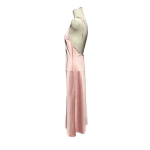 Victoria's Secret Satin Midi Slip Dress Adjustable Tie Straps Light Pink Medium thumbnail 3