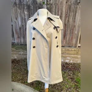Banana Republic Khaki Double-Breasted Cape Coat Classic Preppy academia fall M thumbnail 5