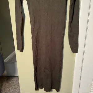 Rocorose Women's Turtleneck Midi Sweater Dress Ribbed Dark Hunter Green‎ Bodycon thumbnail 3