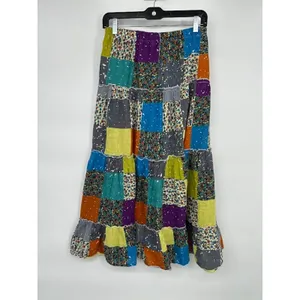 Sweet Miss Maxi Skirt Small‎ Multicolor Patchwork Boho Hippie 100% Cotton Granny thumbnail 4