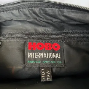RARE HOBO International Vintage Black Leather Unisex Organizer Crossbody Bag thumbnail 5