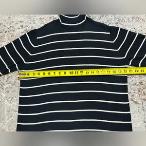 LAUREN RALPH LAUREN ribbed turtle neck sweater size XL black white 100% cotton thumbnail 6