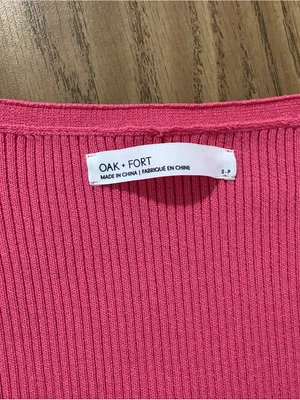 Oak + Fort Open Front Cardigan Pink Size Small thumbnail 4