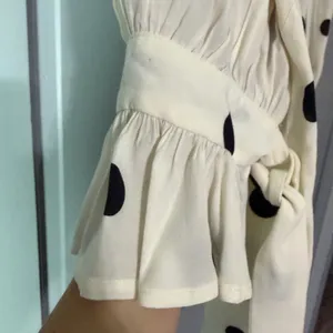Ann Taylor White Blouse with Black Polka Dots thumbnail 3