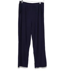 Trousers Womens Medium Navy Cotton Stretch Slash Pockets Elastic Waist Wide Leg thumbnail 2
