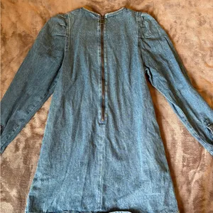 Free People Dress Womens 0 Blue Mini Denim Self Control Jean Puff Sleeve A Line thumbnail 6