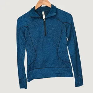 Lululemon Blue Black Static Print Half Zip Pullover Long Sleeve Top Size 4 thumbnail 2