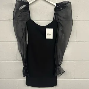 New nwt Nookie Sz xxs 00 Eleganza Mini Dress black, long sleeve LB tulle stretch thumbnail 5