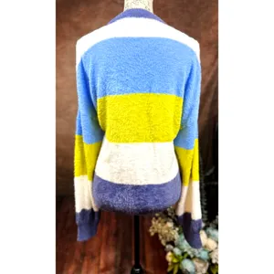 Oversized Bright Fluffy Soft Knit Collar Cuffs Aerie Flurry Crew Sweater L thumbnail 9