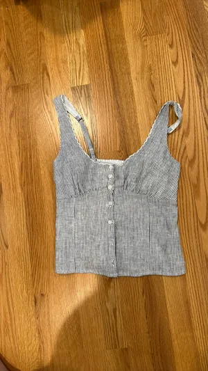 Hollister Top Striped Tank Blue White Summer Top XS thumbnail 3