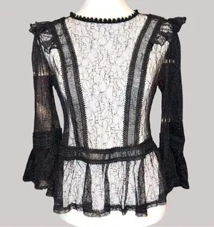 Blashe sheer lace goth style blouse! Black Size M thumbnail 1