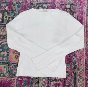 Rhythm. White Ribbed Long Sleeve Crew Top Size XS thumbnail 1