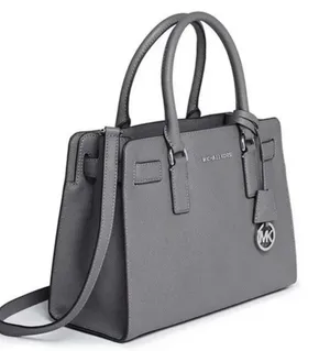 MICHAEL KORS Dillon Saffiano Leather Satchel EUC Crossbody Handbag Gray thumbnail 1