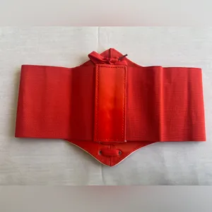 Corset Style Wide Girdle‎ Red Fashion Elastic Faux Leather Skinny Elastic Waist thumbnail 15