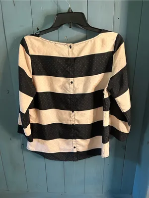 The Limited Striped Black and Pink 3/4 Sleeve Women's Blouse - Size Medium Vtg thumbnail 6