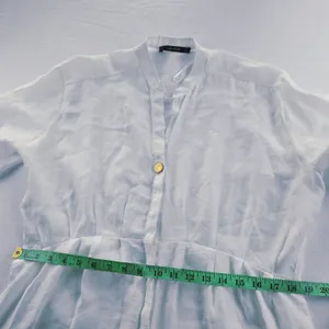Zara‎ Basic White Lyocell Blend Shirt Dress Button Front Casual Coastal Medium thumbnail 6
