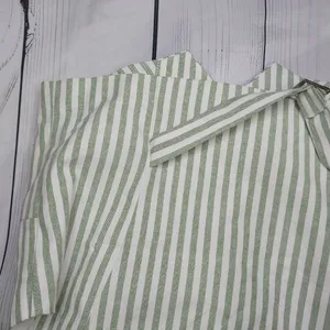 Cider Green And White Striped Women's Cropped Preppy Coastal Corporate Vest NWT thumbnail 8