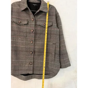 Madewell Glen Plaid Shirt Jacket Shacket Grey Brown‎ NB593 Womens Small S thumbnail 3