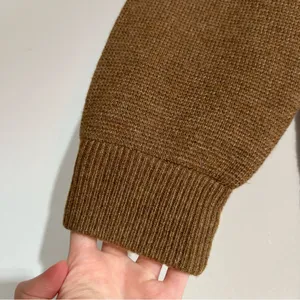 J. Crew Full Zip Flight Sweater Jacket Lambswool Blend Tan Size Medium Preppy thumbnail 5