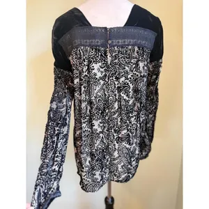 Sundance xs black velvet burnout silk‎ boho cottagecore whimsigoth flowy top thumbnail 3