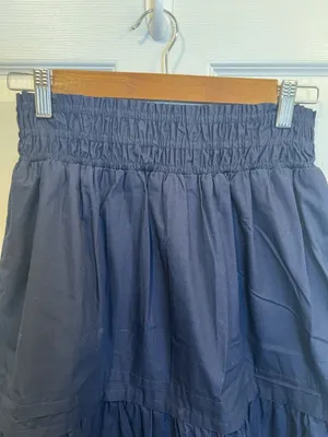 Quince Womens 100% Organic Cotton Poplin Tiered Maxi Skirt Navy XS Boho NWT thumbnail 6