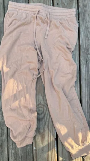 EXPRESS Jogger Sweatpants Size M Tan Fleece Drawstring Lounge Pants thumbnail 1