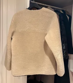 Mango Cream Faux fur-effect coat with appliqués thumbnail 5