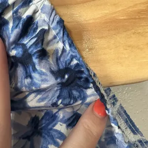 Abercrombie & Fitch Emerson Floral Midi Dress Size XS Blue Puff‎ Sleeve Cottage thumbnail 6