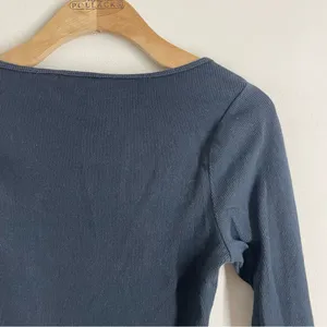 Abercrombie & Fitch Rib Hook Front Bodysuit Black Long Sleeve S Square Neck thumbnail 5