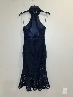 Twosisters The Label Rhia Lace navy Midi‎ Dress with Spaghetti Straps size 4 thumbnail 4